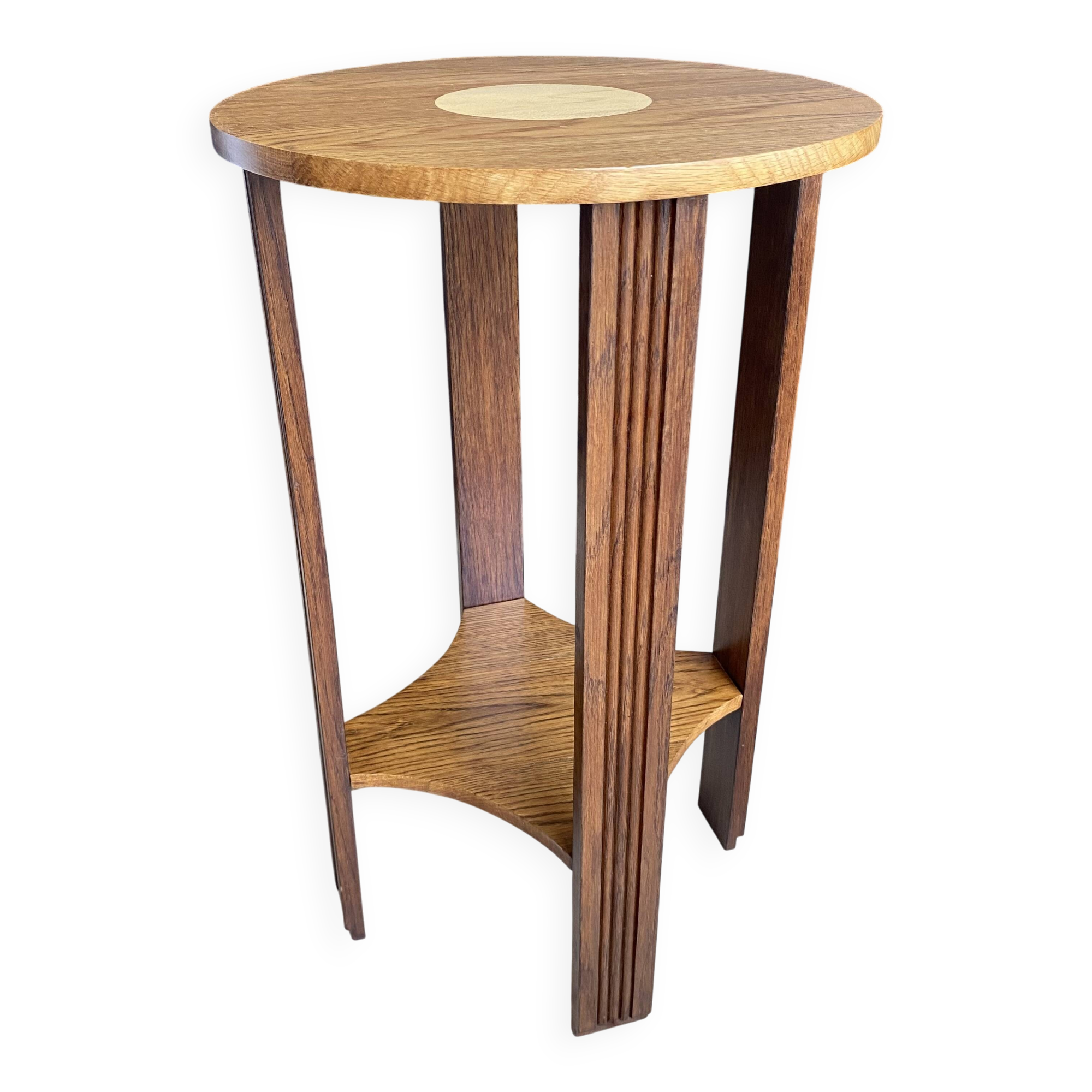 Oak guéridon D40cm, restored, moulded legs.