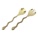 Gold metal snake salad serving set