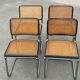 Suite de 4 chaises vintage modèle Cesca B32 en noir et chrome