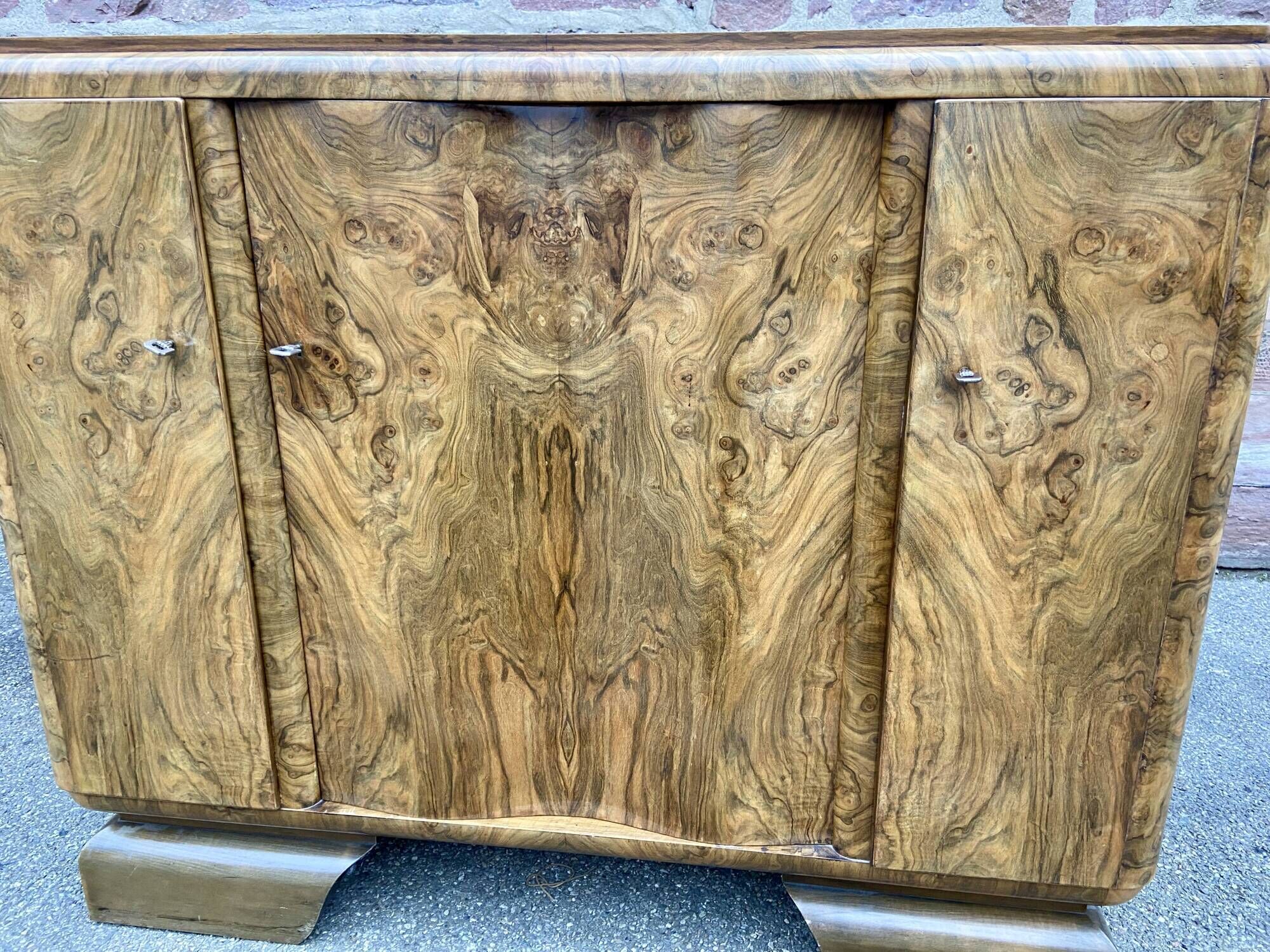 Enfilade art deco mid-century vintage 1950 ronce de noyer