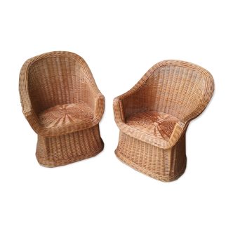 Paire de fauteuils osier