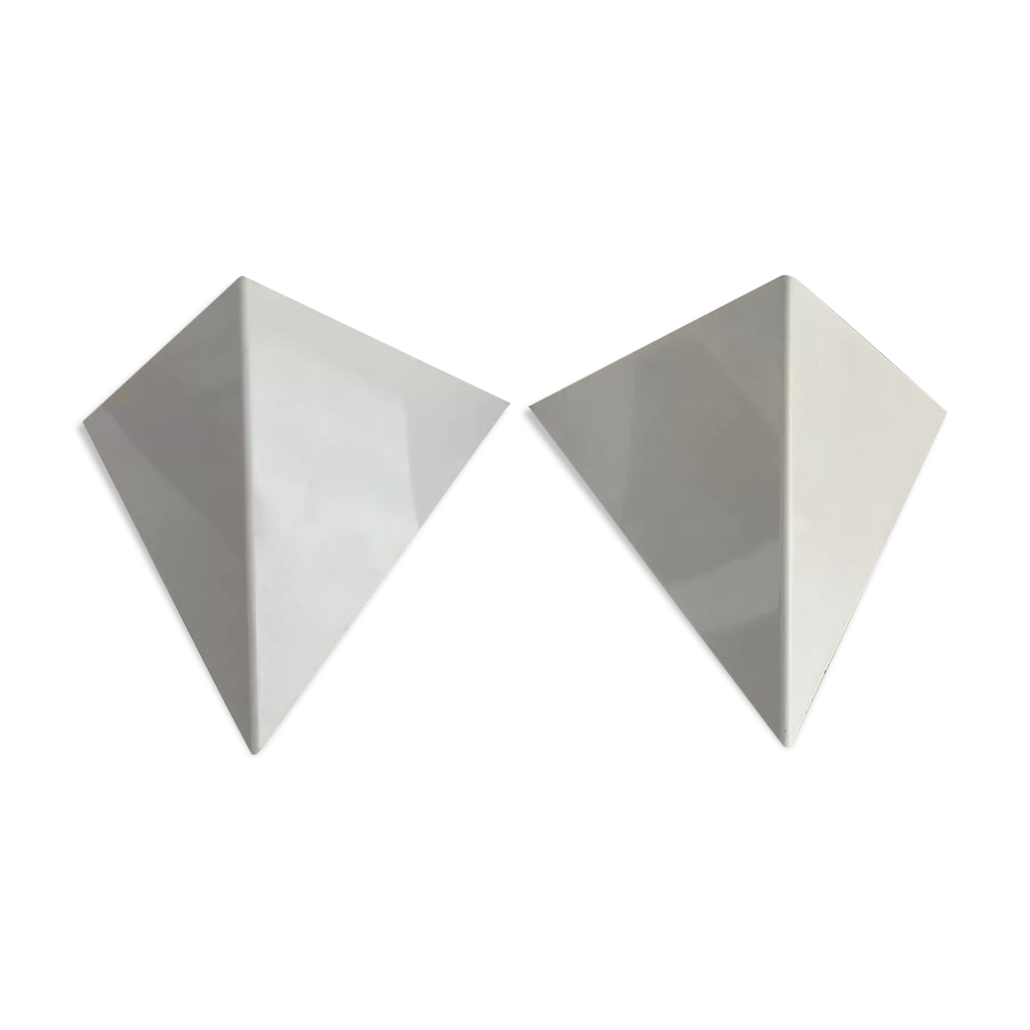Paire d'appliques vintage géométriques, métal laquées blanc, Europhane France 1970