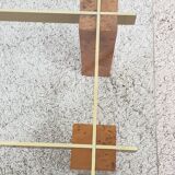 Low table in elm and brass magnifying glass