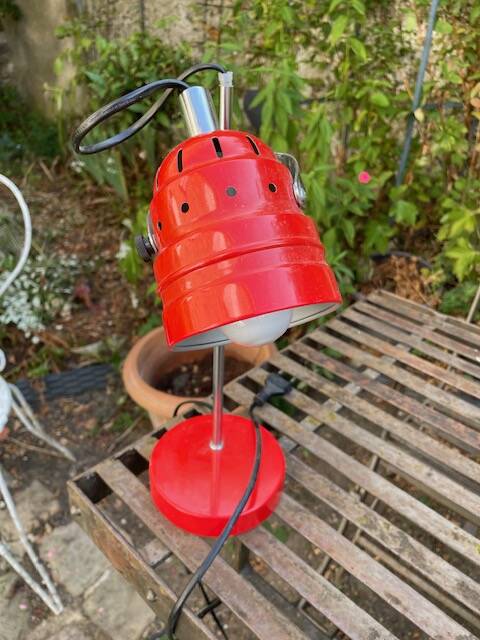 Lampe Mathias rouge chromé vintage space age