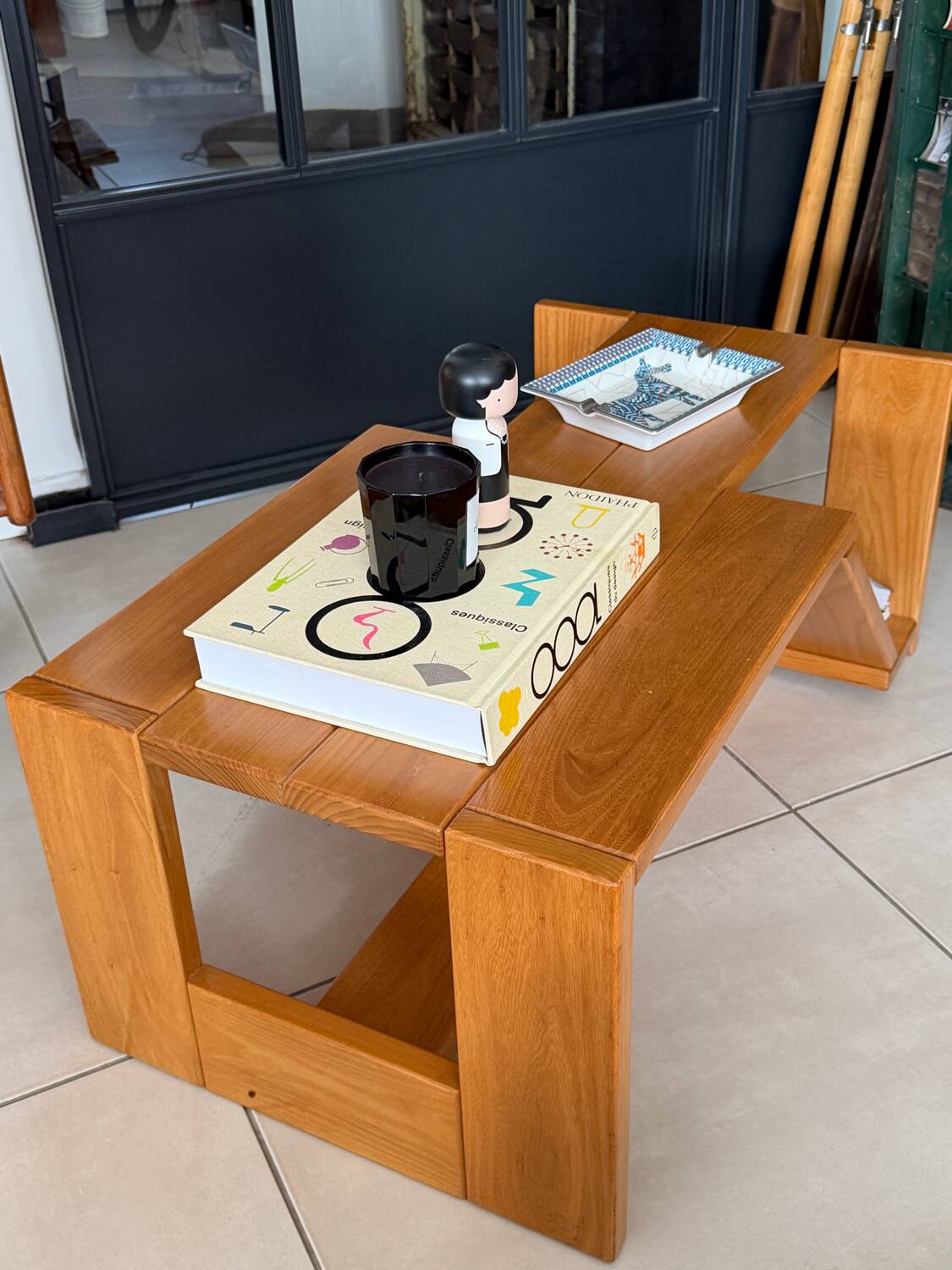 Table Basse Architecturale en Orme Massif vintage – Maison Regain