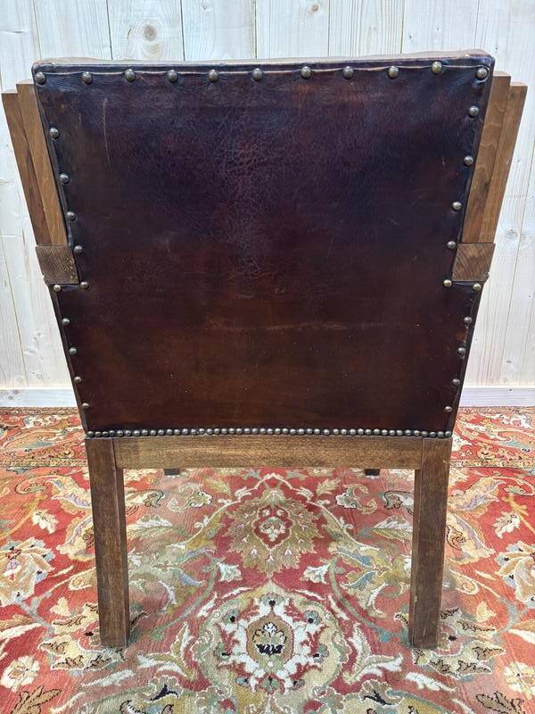 Fauteuil en cuir Art Déco