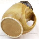 Vintage art deco water pitcher with drippy dark blue glaze.