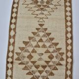 Decorative Vintage White Wool Runner Rug sku 2072