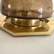 Octagonal ceiling light in brown glass and brass base by Limburg, 1960s, Germany.
