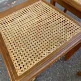4 Art Deco chairs, solid oak, caned, 1950s.