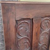Neo-Gothic style cathedra armchair in carved oak