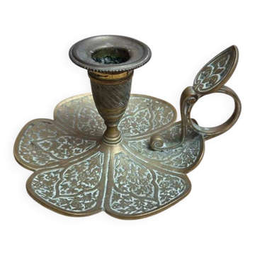 Antique brass candlestick La Ménagère Paris – floral decoration