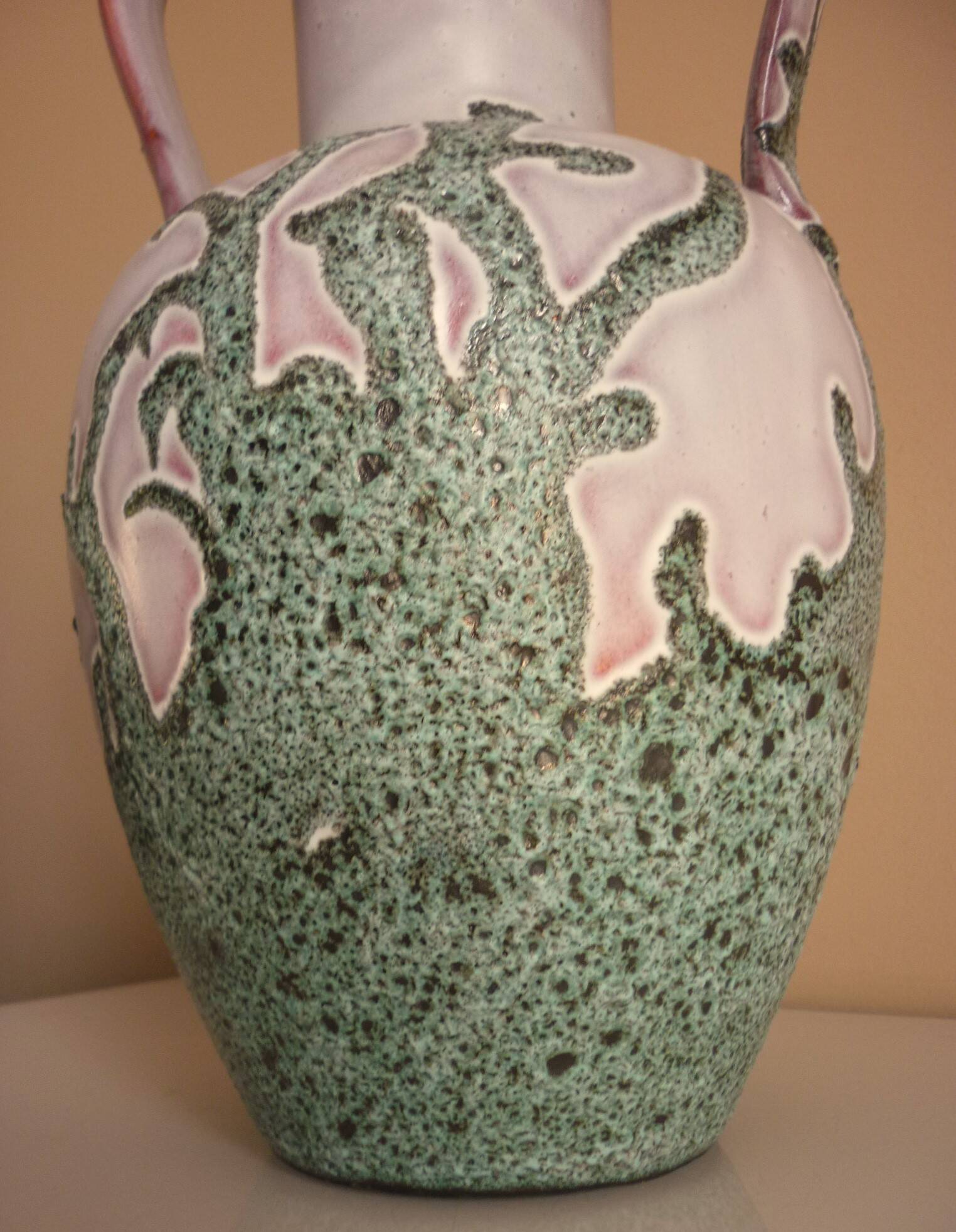 Large vase in glazed ceramic and "fat lava", signed Bruno Dose, design from the 50s/60s