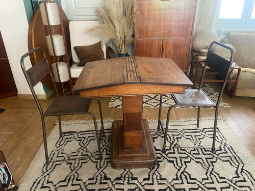 Double art deco oak desk