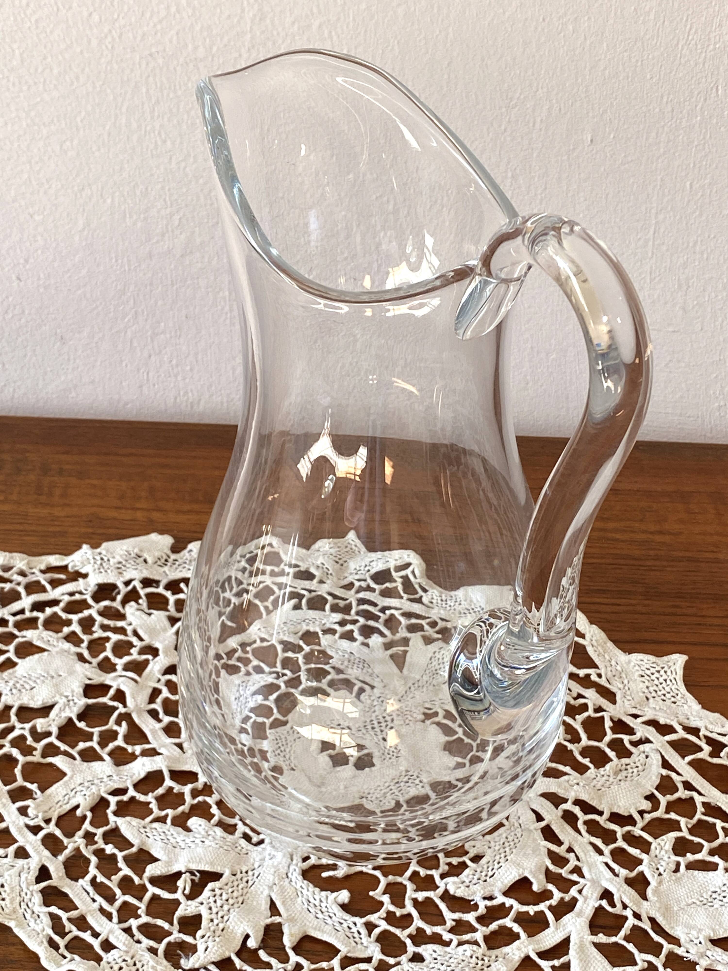 Large Vintage Sèvres Crystal Water Jug / Pitcher / Carafe Signed