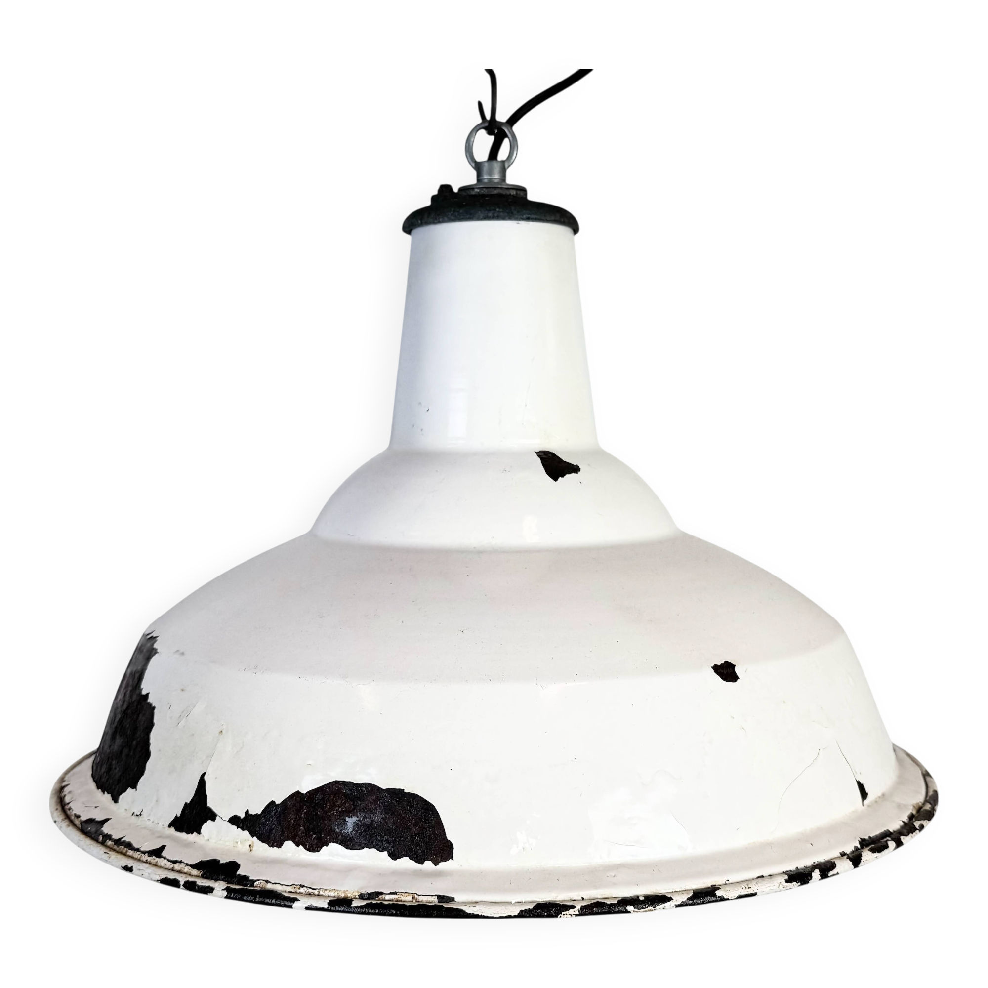 Industrial British White Enamel Factory Pendant Lamp from Benjamin, 1960s