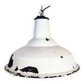Lampe à suspension industrielle en émail blanc britannique de Benjamin, années 1960