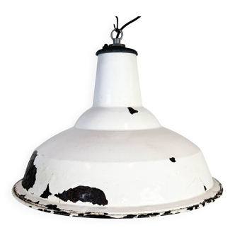 Industrial British White Enamel Factory Pendant Lamp from Benjamin, 1960s
