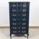 Seven-drawer nightstand in blue night, Louis XIV style.
