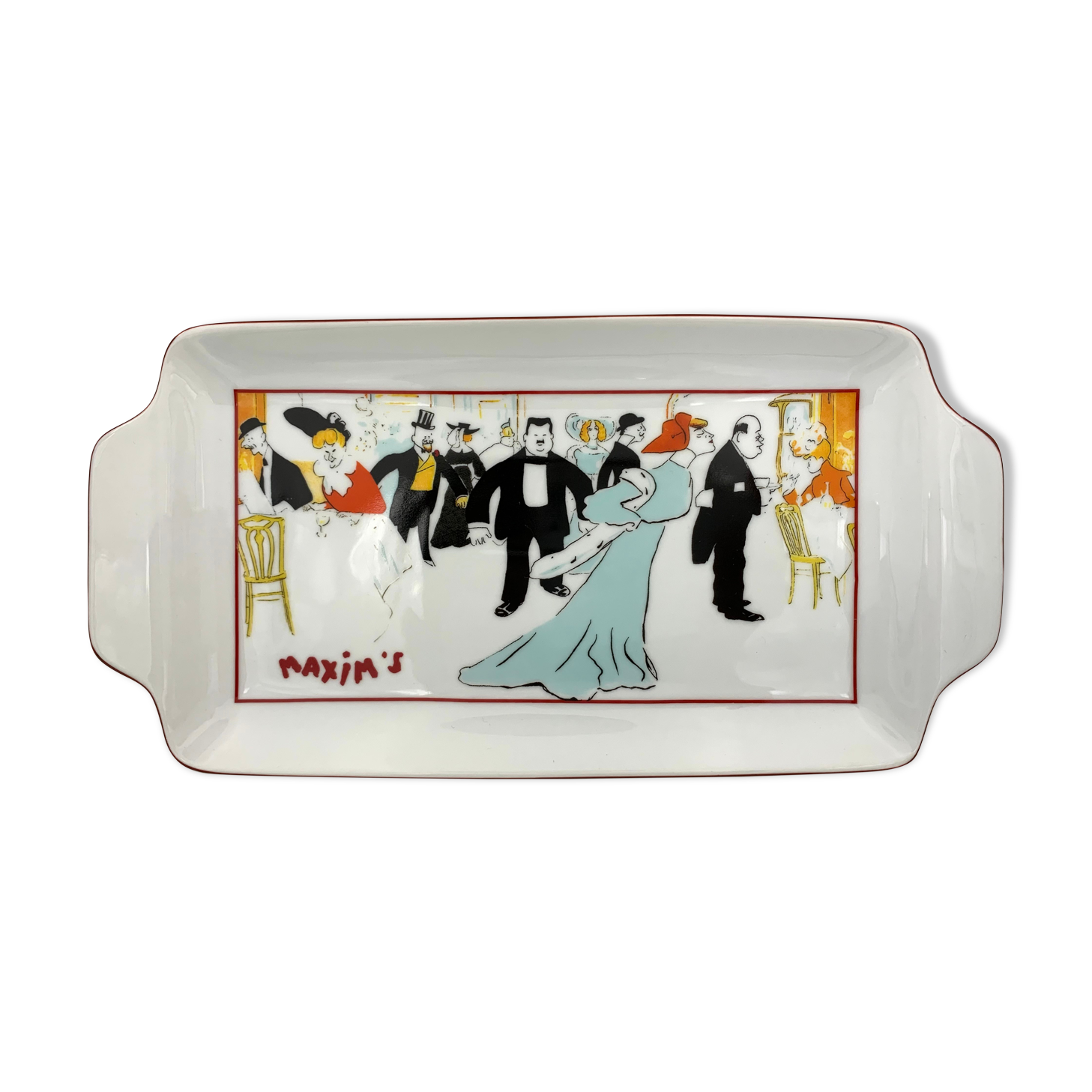 Mignardises dish or porcelain pastries, signed Maxim's de Paris - 1980s