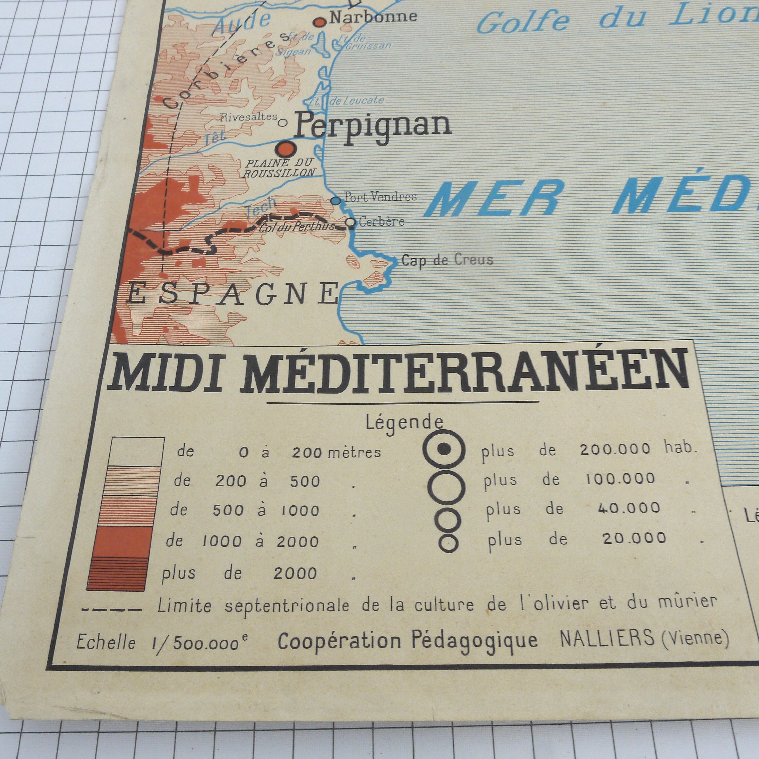 Carte de géographie  Bassin Aquitain & Midi Méditerranéen