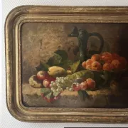 Large still life with fruits from the 19th century – oil on canvas and gilded frame – in superb condition