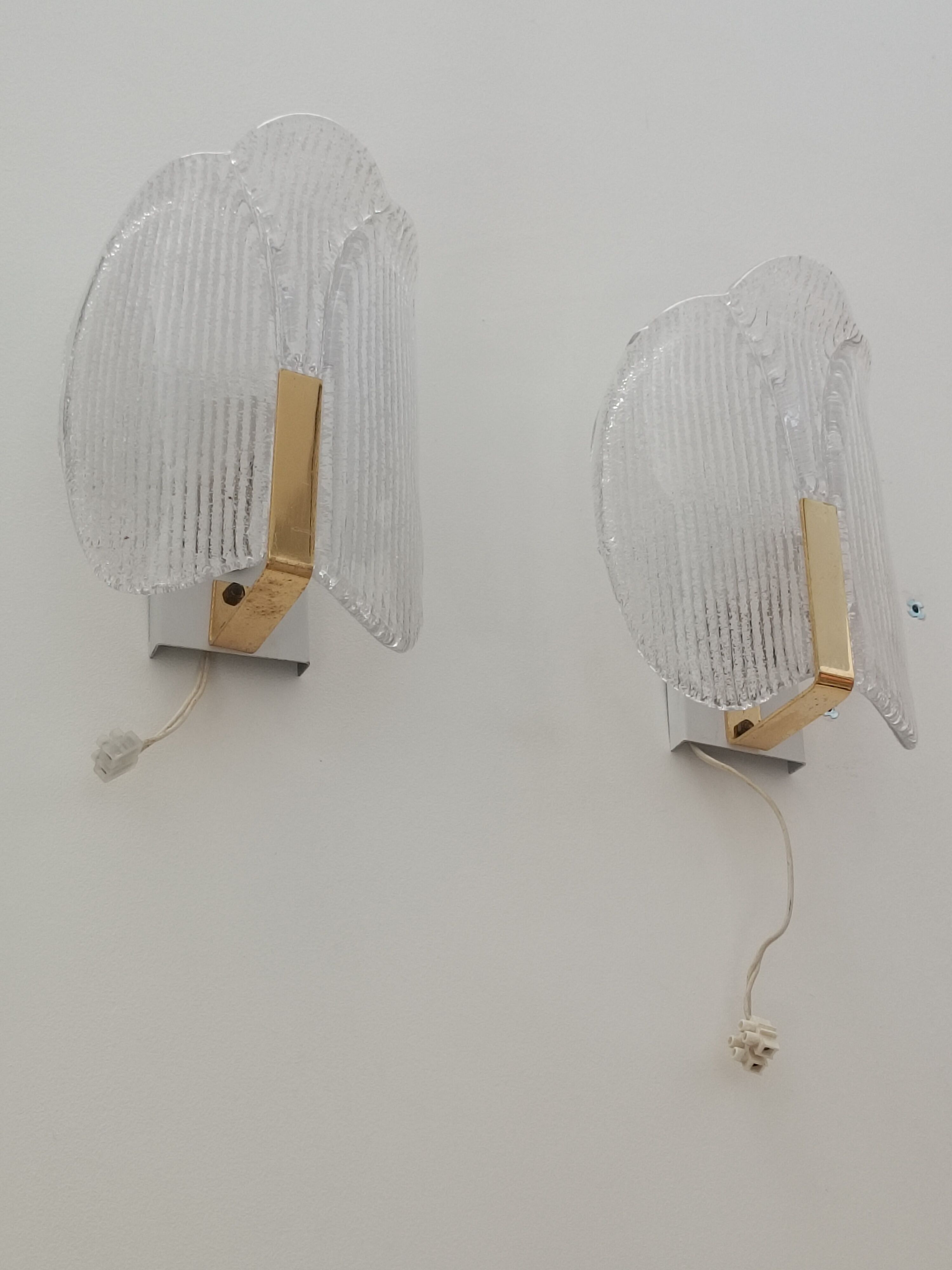 Wall sconces by Carl Fagerlund for Orrefors 1970s