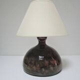Enameled sandstone lamp base signed 70s