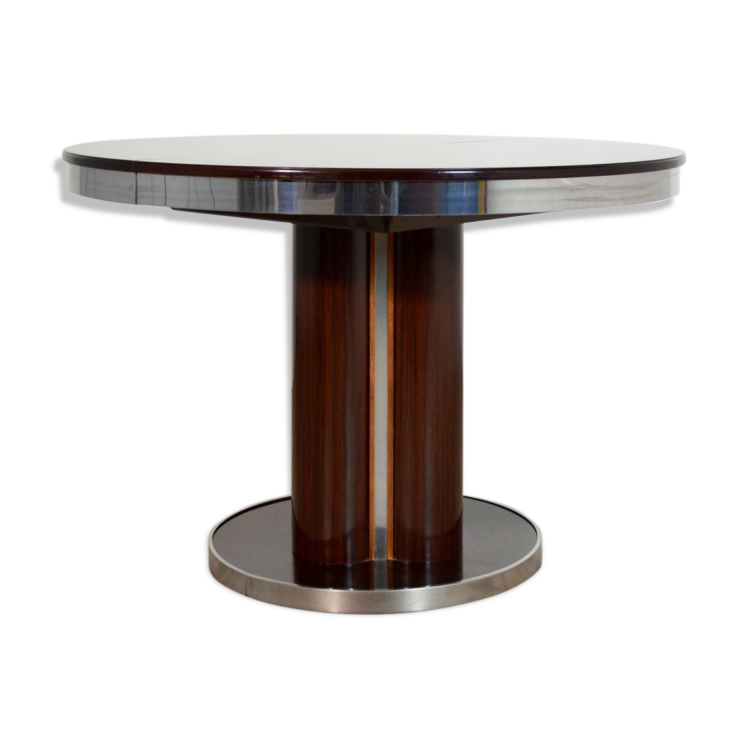 Round dining table with 1970s Italian design extension