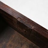 Table console espagnole ancienne en chêne avec tiroirs fabriqués à la main, 18ème siècle
