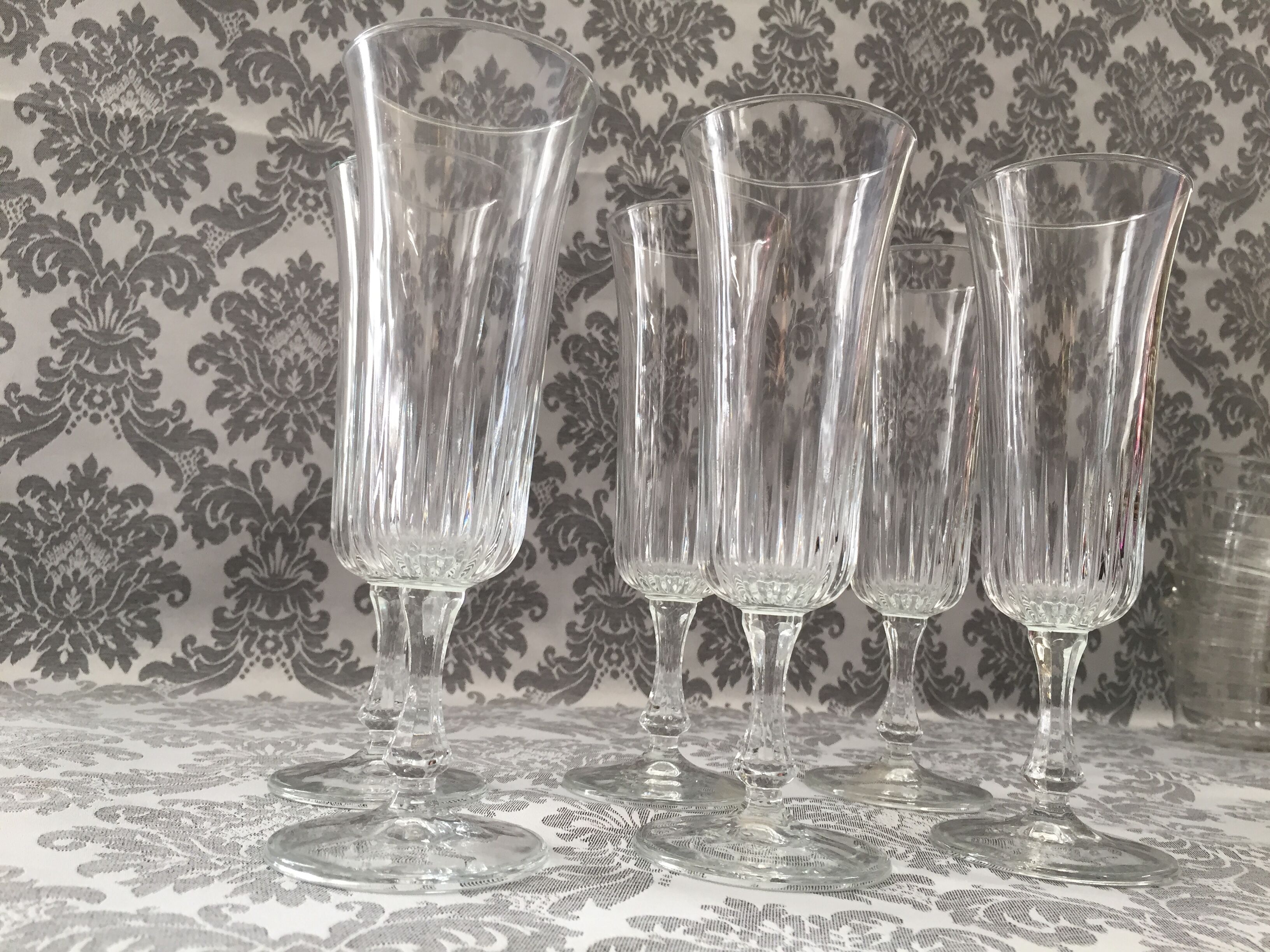 Champagne pressed molded glass flutes