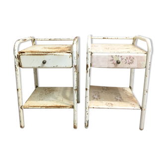 Paire de chevets d'hôpital vintage 1950