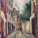 Painting "Rue de Montmartre" school of Paris HST signed with frame