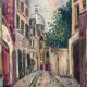 Painting "Rue de Montmartre" school of Paris HST signed with frame