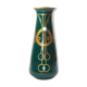 Antique secession vase in ceramic green glaze with copper & turquoise-1900s