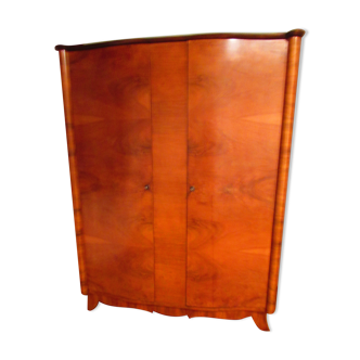 Armoire scandinave vintage en placage noyer 1940s