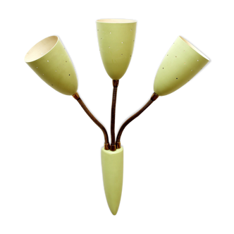 Italian wall lamp in green, for 3 bulbs 1950