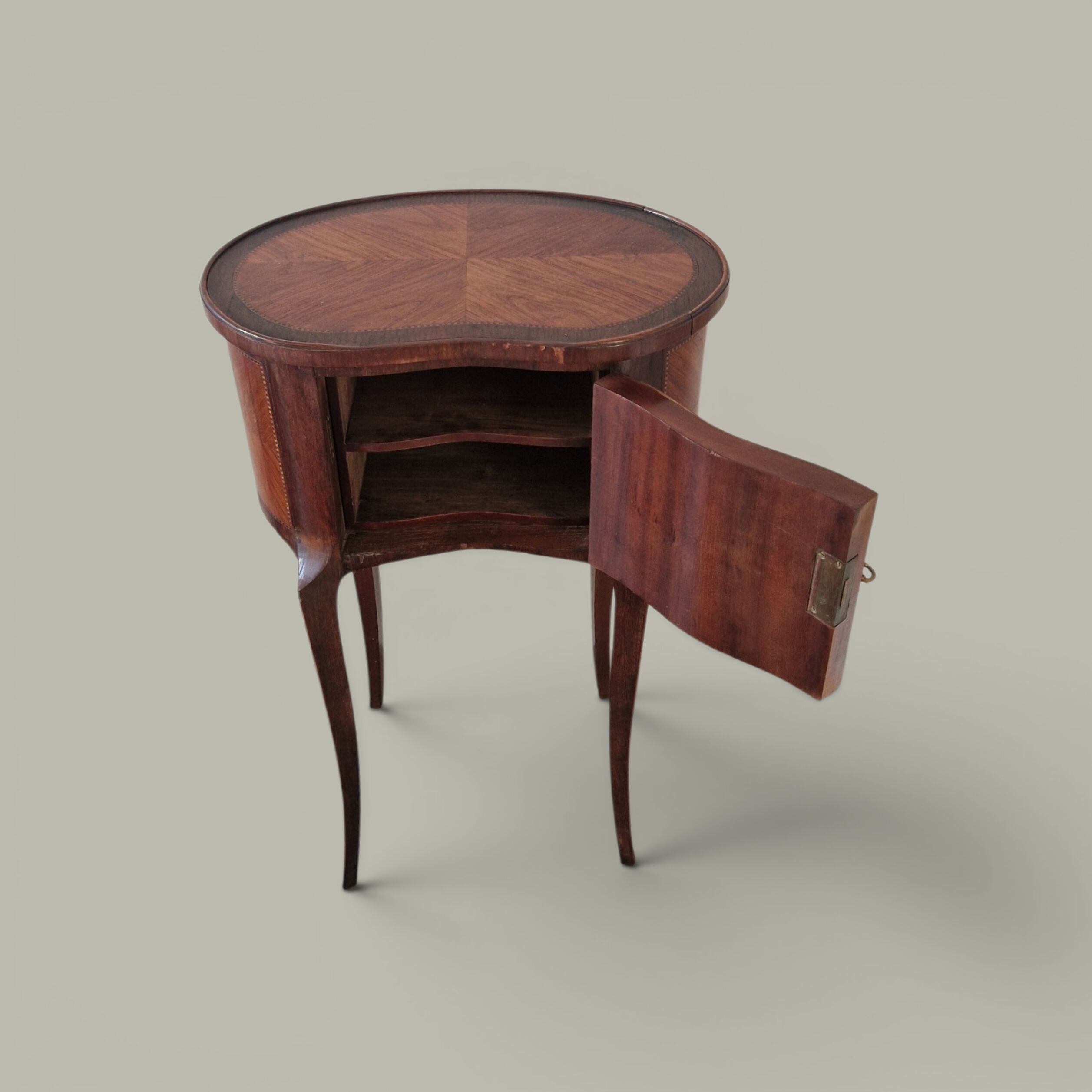 Curved side table in Louis XV style with marquetry - late 19th century