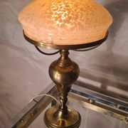 Brass lamp 1930, clichy glass lampshade 35x20, slight mark of use