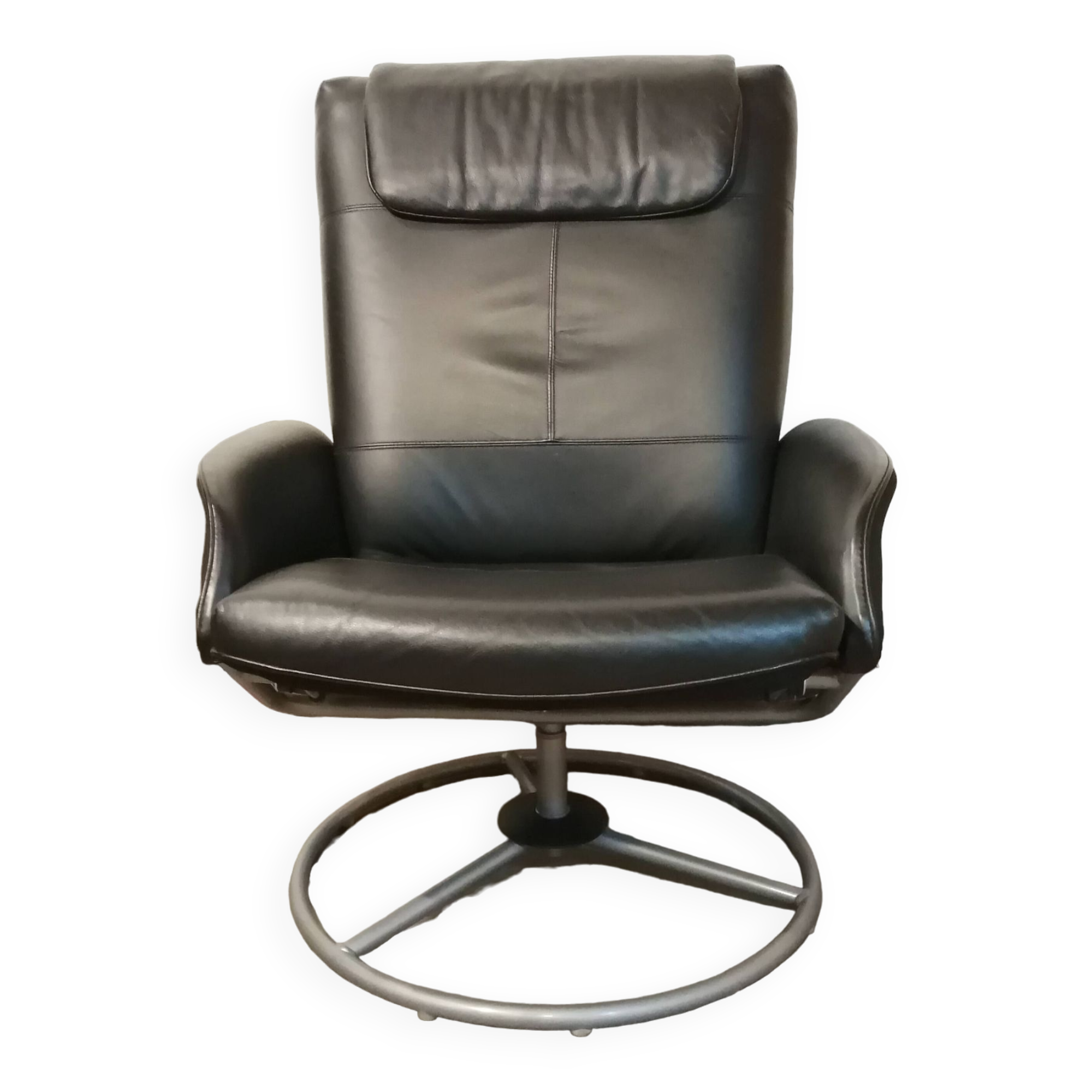 Designer armchair in vintage leather model Malung Ikea 1999