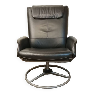 Fauteuil design en cuir vintage modèle Malung Ikea 1999