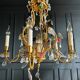 Lustrous pagoda from Maison Baguès in gilded bronze with a decoration of flowers and fruits in glass - 20th century