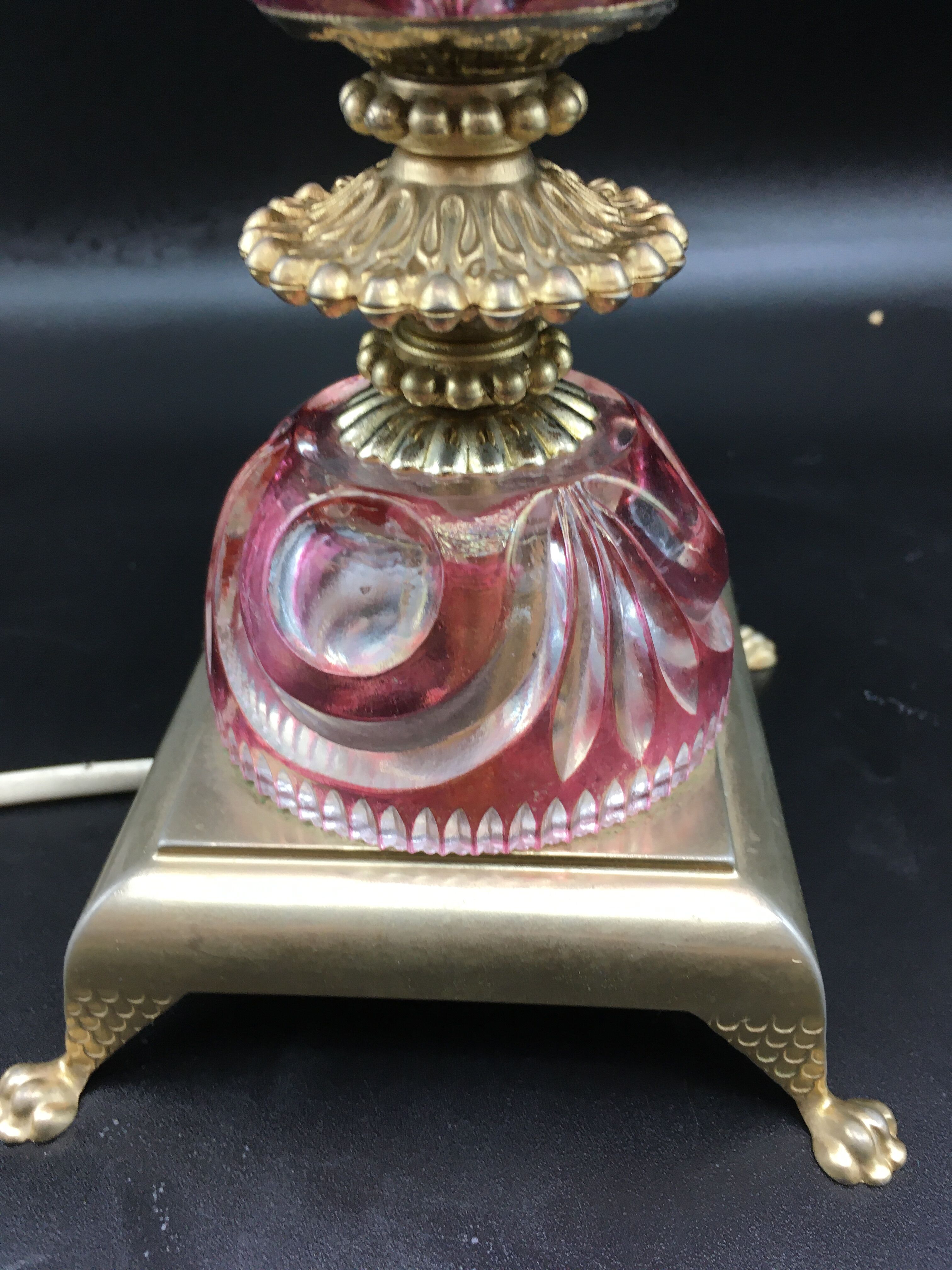 Vintage bedside with grapevines and chiseled crystal