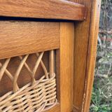 Rattan chest of drawers and vintage wood