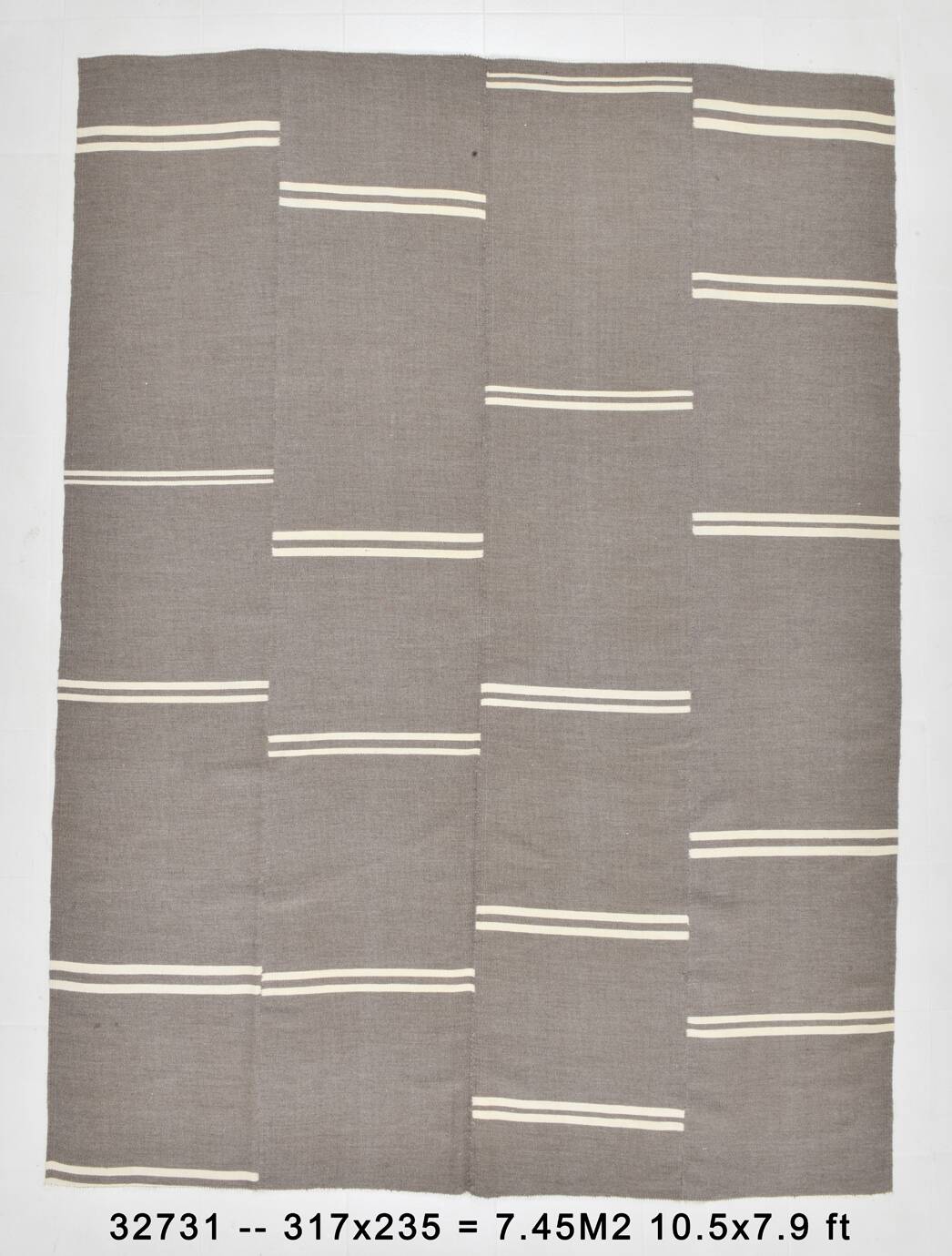 8x10 Gray Beige Vintage Kilim Rug, 235x317Cm
