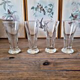 Verres à anisette bistrot vintage, joli liseré gravé (lot de 4)