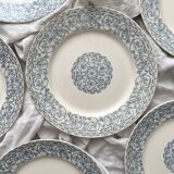 6 iron earthenware flat plates "Renaissance" Creil et Montereau