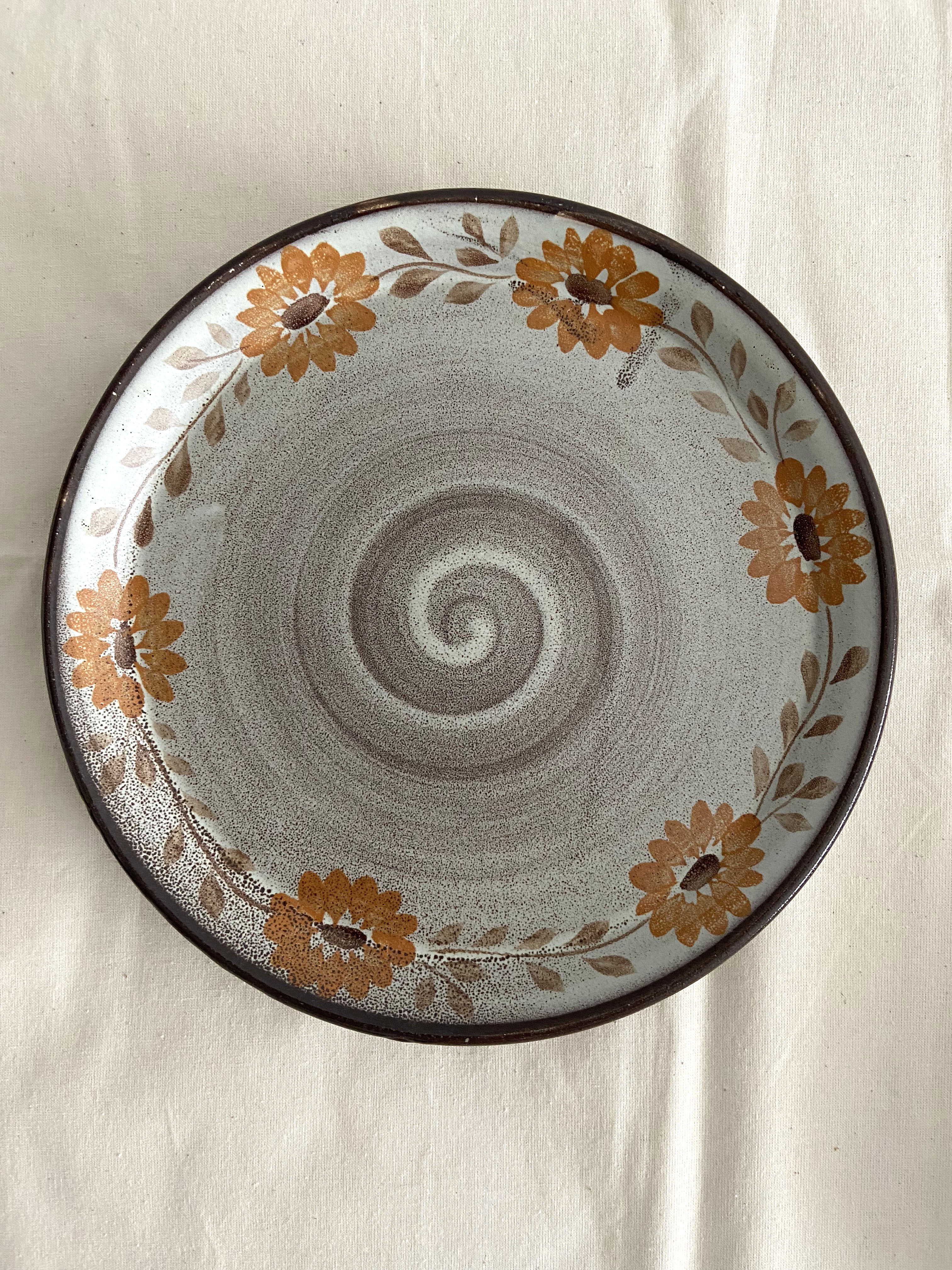 Set of 6 painted sandstone plates