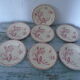 7 gien pink cactus model 6 plates - 1 hollow old