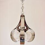 Mazzega Murano pendant lamp, Italy, 1970s – chrome and art glass